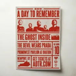 A Day To Remember and The Ghost Inside – Promowest Pavilion Newport Fine Art Concert Poster