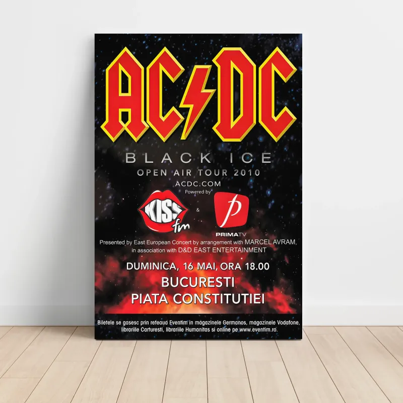 AC/DC – Black Ice Open Air Tour 2010 Bucharest Fine Art Concert Poster