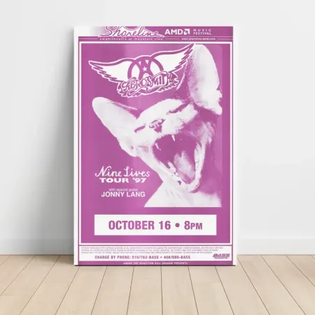 Aerosmith and Jonny Lang – Nine Lives Tour 1997 Shoreline Amphitheatre Fine Art Concert Poster