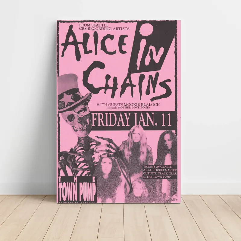 Alice In Chains and Mookie Blaylock – The Town Pump Fine Art Concert Poster