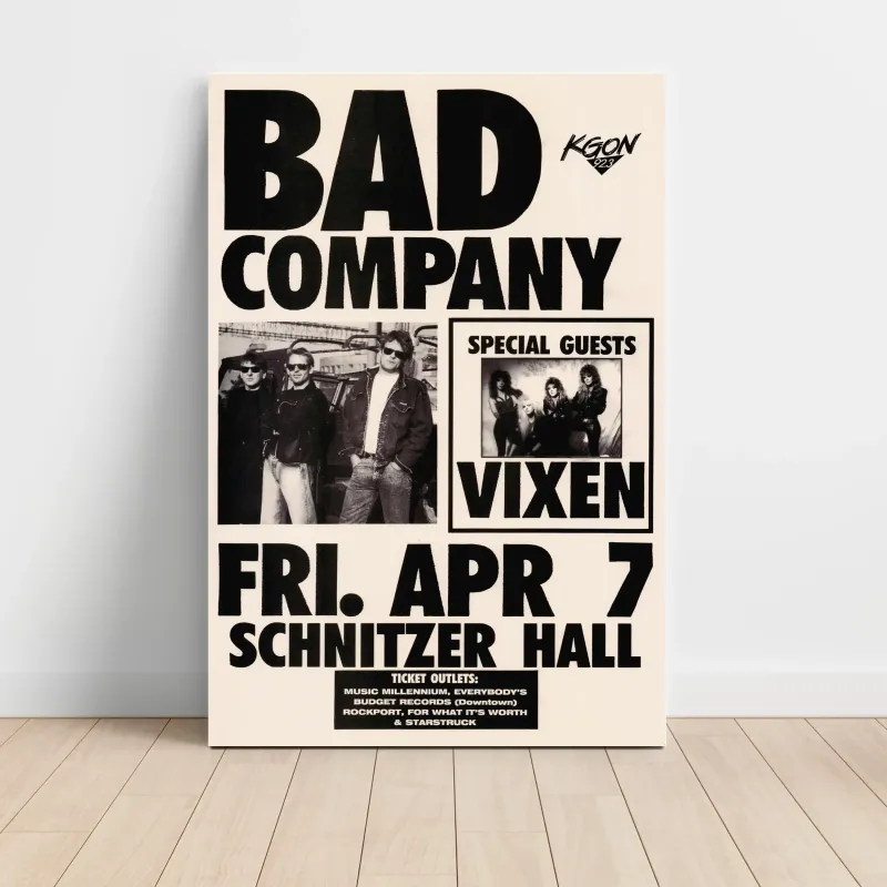 Bad Company and Vixen – Schnitzer Hall Fine Art Concert Poster