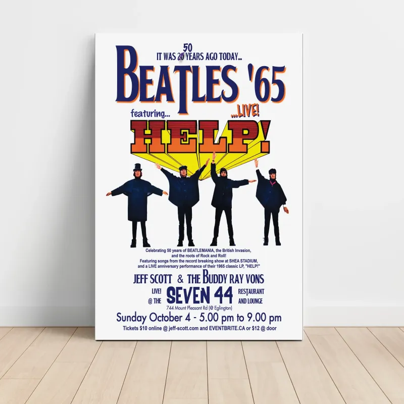 Jeff Scott and The Buddy Ray Vons – Beatles '65 Help! Live Fine Art Concert Poster