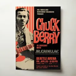 Chuck Berry and Jr. Cadillac – Seattle Arena Fine Art Concert Poster