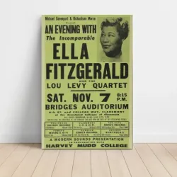 Ella Fitzgerald and The Lou Levy Quartet – Bridges Auditorium Claremont Fine Art Concert Poster