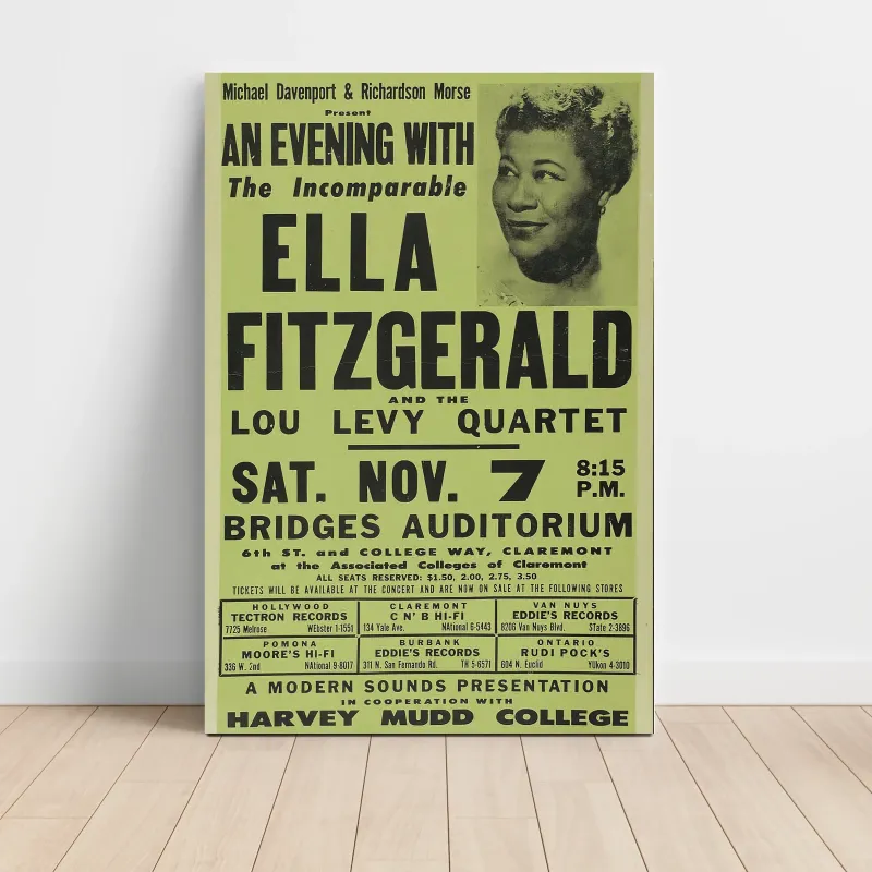 Ella Fitzgerald and The Lou Levy Quartet – Bridges Auditorium Claremont Fine Art Concert Poster
