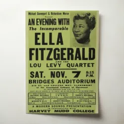 Ella Fitzgerald and The Lou Levy Quartet – Bridges Auditorium Claremont Fine Art Concert Poster