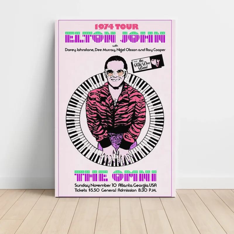 Elton John and The Kiki Dee Band – 1974 Tour The Omni Atlanta Fine Art Concert Poster