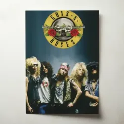 Guns N' Roses – Band Photo With Logo Fine Art Music Poster