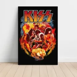 Kiss – Band In Flames Fine Art Music Poster