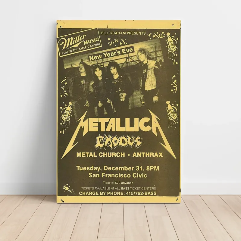 Metallica and Exodus – New Year's Eve San Francisco Civic Fine Art Concert Poster