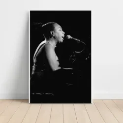 Nina Simone – At The Piano Black and White Fine Art Music Poster