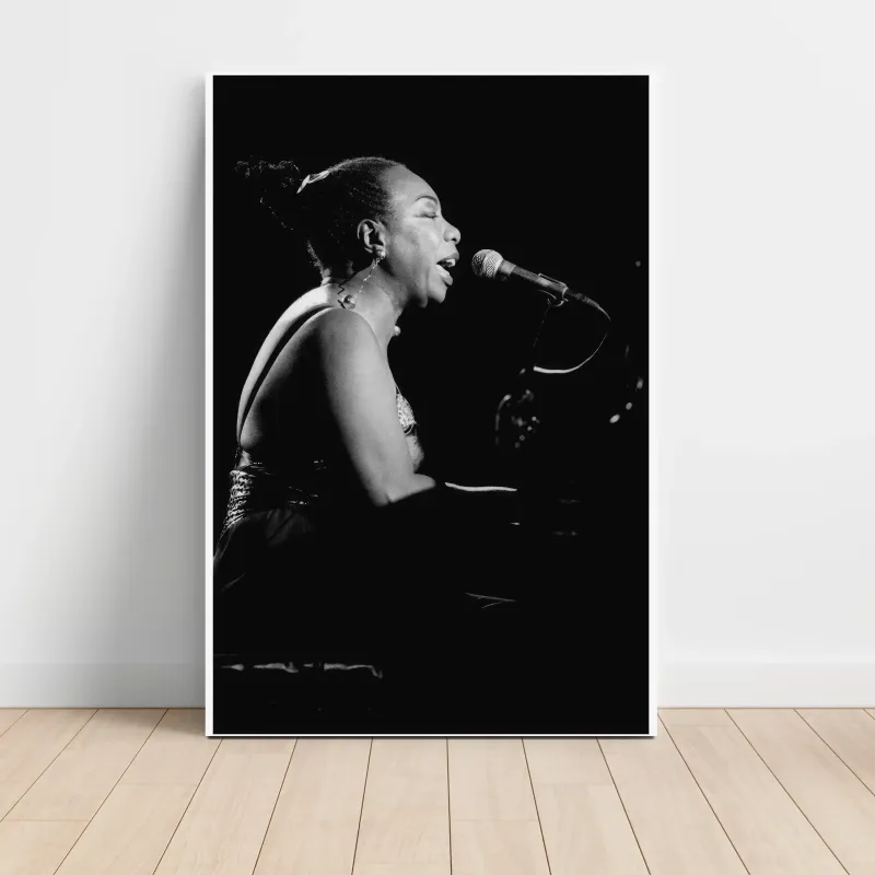 Nina Simone – At The Piano Black and White Fine Art Music Poster