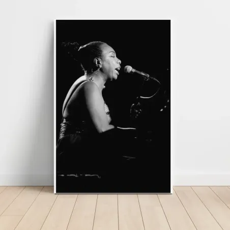Nina Simone – At The Piano Black and White Fine Art Music Poster