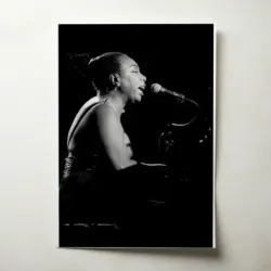 Nina Simone – At The Piano Black and White Fine Art Music Poster