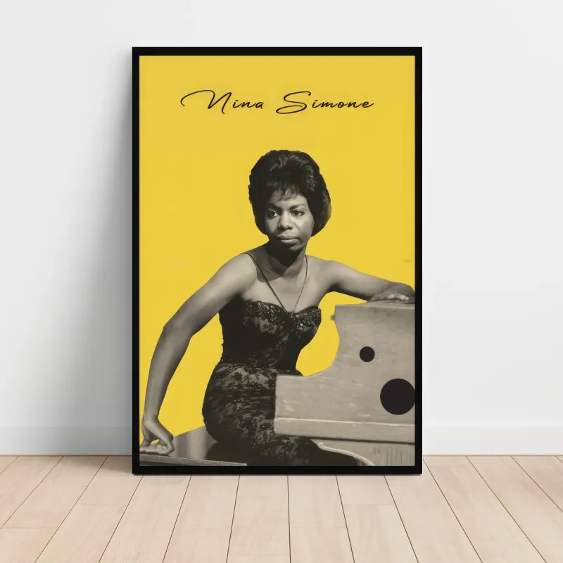 Nina Simone – At The Piano Yellow Fine Art Music Poster