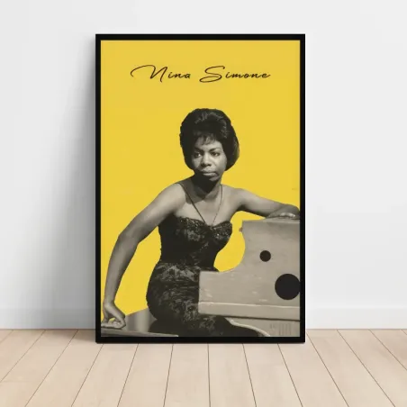 Nina Simone – At The Piano Yellow Fine Art Music Poster