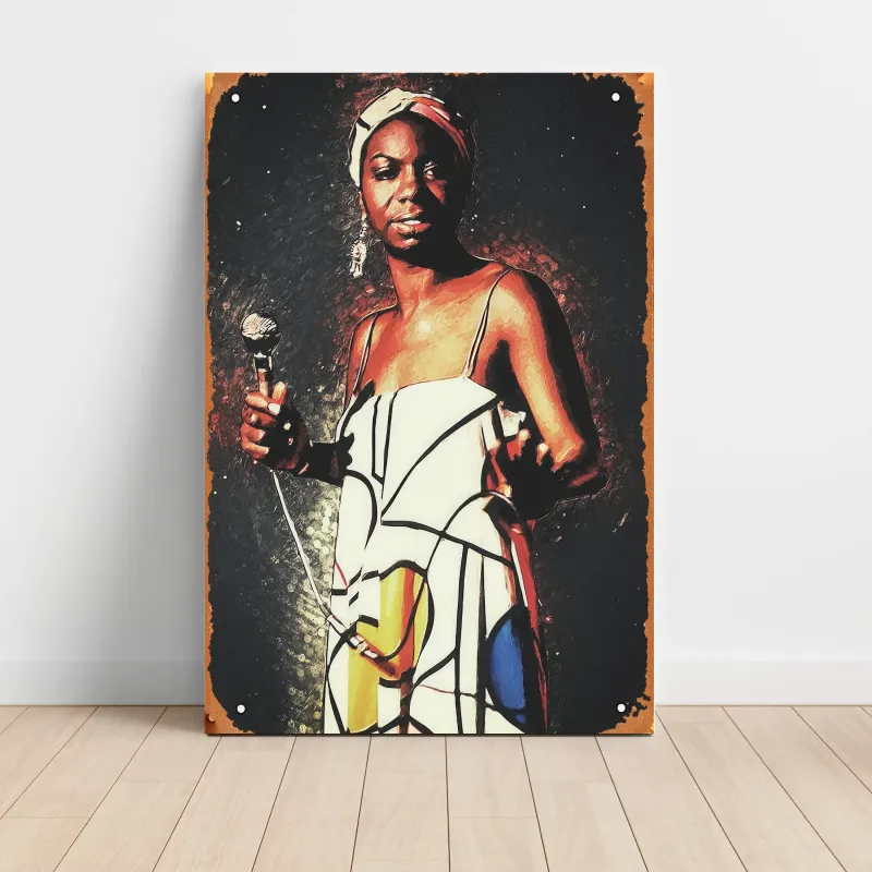 Nina Simone – With Microphone Painting Fine Art Music Poster
