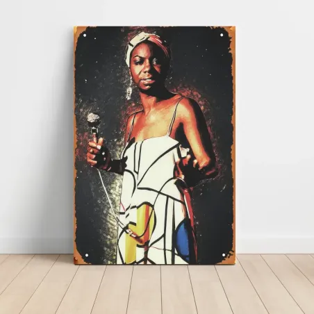 Nina Simone – With Microphone Painting Fine Art Music Poster
