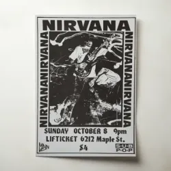 Nirvana – Lift Ticket Sub Pop Fine Art Concert Poster