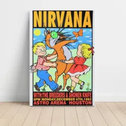 Nirvana and The Breeders – Astro Arena Houston 1993 Fine Art Concert Poster