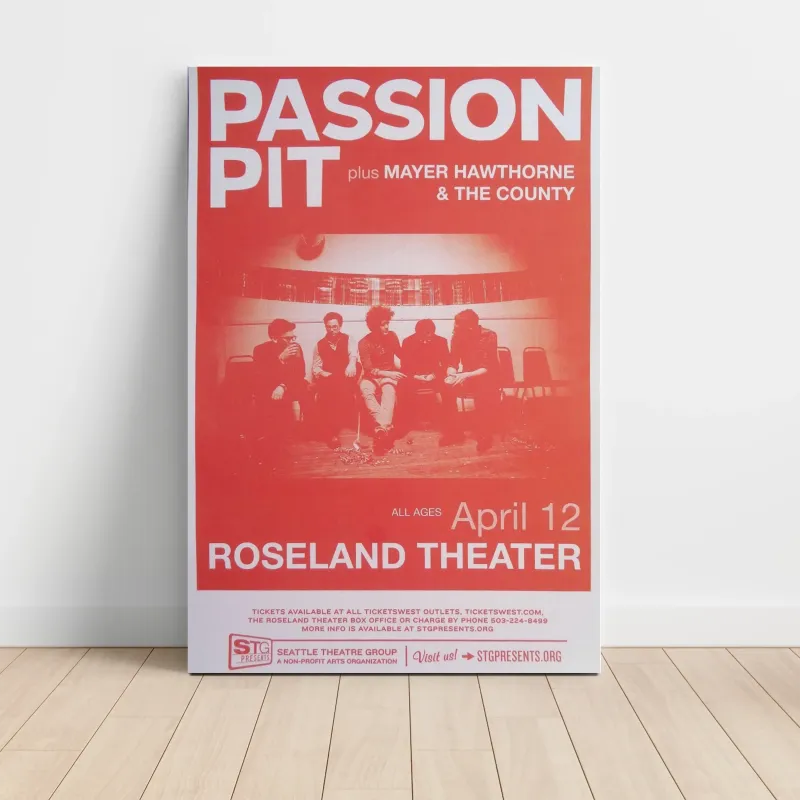 Passion Pit and Mayer Hawthorne – Roseland Theater Fine Art Concert Poster
