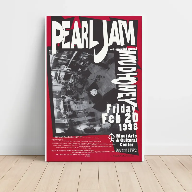 Pearl Jam and Mudhoney – Maui Arts and Cultural Center 1998 Fine Art Concert Poster