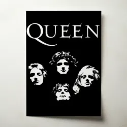 Queen – Four Faces Silhouette Fine Art Music Poster