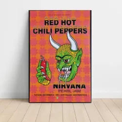 Red Hot Chili Peppers and Nirvana and Pearl Jam – Cow Palace 1991 Devil Fine Art Concert Poster