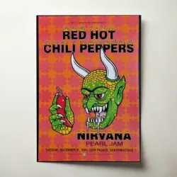 Red Hot Chili Peppers and Nirvana and Pearl Jam – Cow Palace 1991 Devil Fine Art Concert Poster