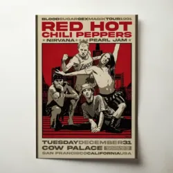 Red Hot Chili Peppers and Nirvana and Pearl Jam – Cow Palace 1991 Fine Art Concert Poster