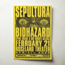 Sepultura and Biohazard – Roseland Theater Fine Art Concert Poster