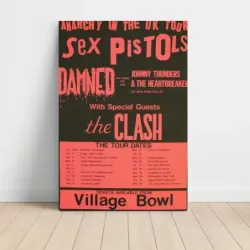 Sex Pistols and The Damned and The Clash – Anarchy Tour Village Bowl Fine Art Concert Poster