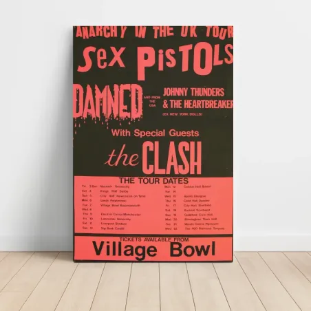 Sex Pistols and The Damned and The Clash – Anarchy Tour Village Bowl Fine Art Concert Poster