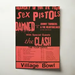 Sex Pistols and The Damned and The Clash – Anarchy Tour Village Bowl Fine Art Concert Poster