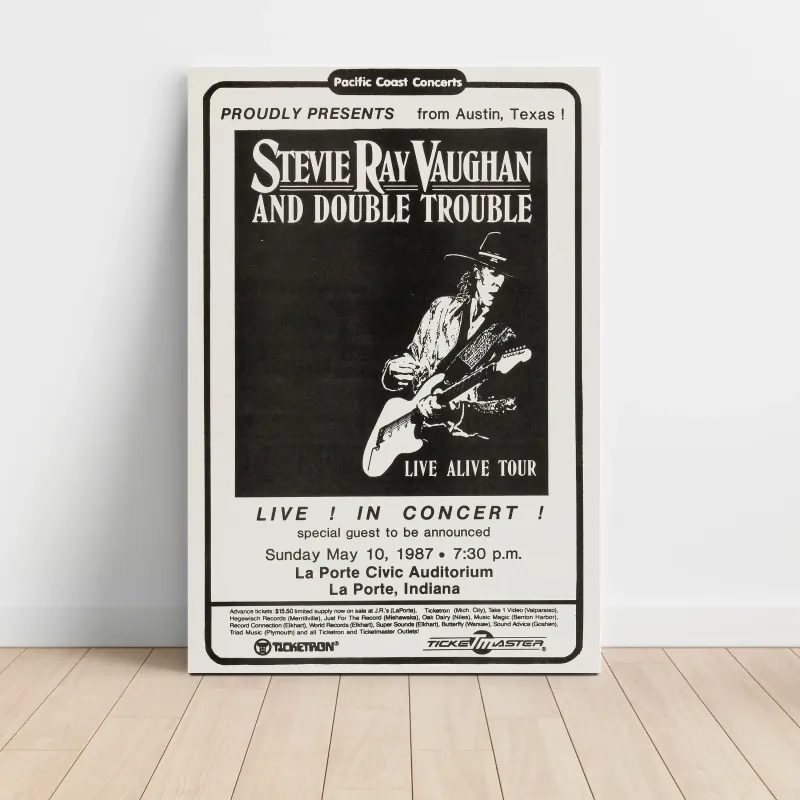 Stevie Ray Vaughan and Double Trouble – La Porte Civic Auditorium 1987 Fine Art Concert Poster