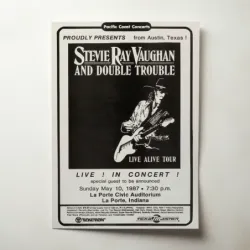 Stevie Ray Vaughan and Double Trouble – La Porte Civic Auditorium 1987 Fine Art Concert Poster