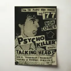 Talking Heads – Psycho Killer '77 Fine Art Music Poster