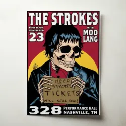 The Strokes and Mod Lang – 328 Performance Hall Nashville Fine Art Concert Poster