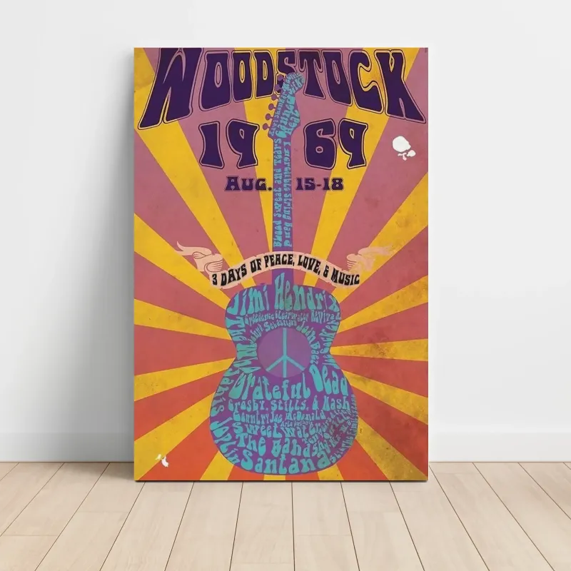 Woodstock 1969 – 3 Days Of Peace Love and Music Guitar Fine Art Concert Poster