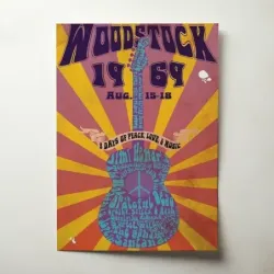 Woodstock 1969 – 3 Days Of Peace Love and Music Guitar Fine Art Concert Poster
