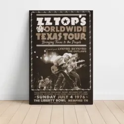 ZZ Top and Lynyrd Skynyrd – Worldwide Texas Tour Liberty Bowl Memphis 1976 Fine Art Concert Poster