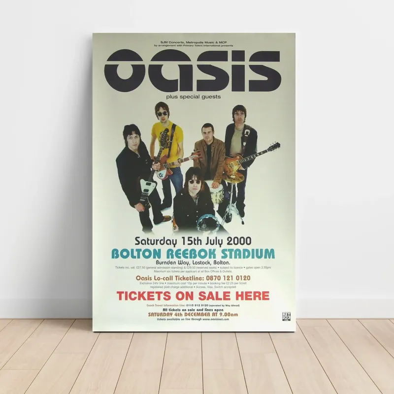 Oasis – Bolton Reebok Stadium 2000 Fine Art Concert Poster