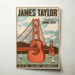 James Taylor and Bonnie Raitt – AT&T Park San Francisco 2017 Fine Art Concert Poster