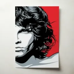 The Doors – Jim Morrison Red Portrait Panel 2 of 2 Fine Art Music Poster