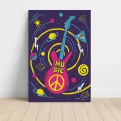 Music Art – Psychedelic Peace Guitar Fine Art Music Poster