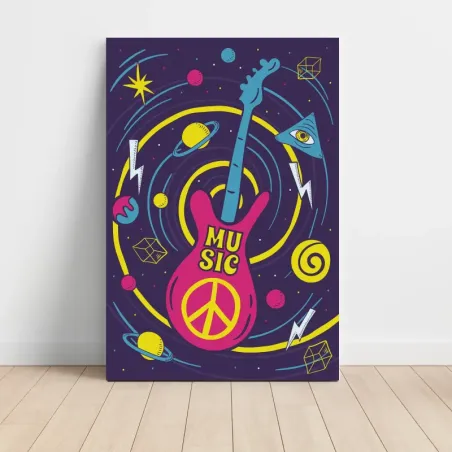 Music Art – Psychedelic Peace Guitar Fine Art Music Poster