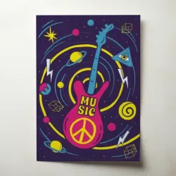 Music Art – Psychedelic Peace Guitar Fine Art Music Poster