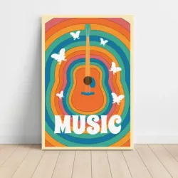Music Art – Retro Rainbow Guitar Fine Art Music Poster