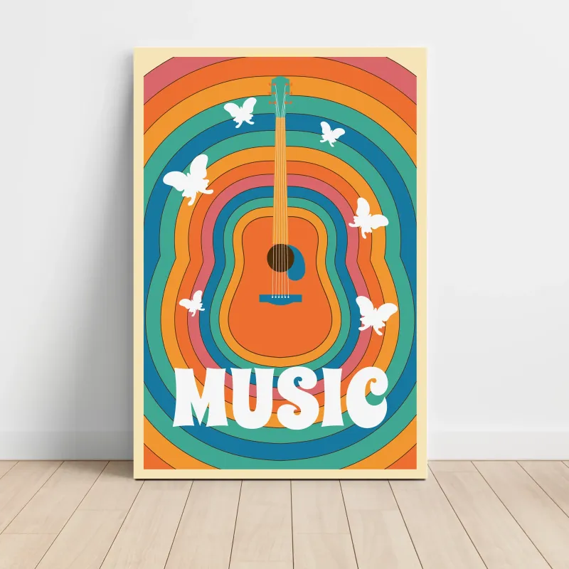 Music Art – Retro Rainbow Guitar Fine Art Music Poster