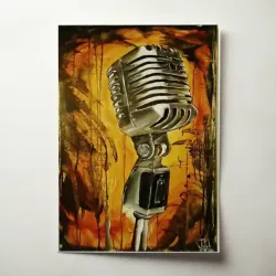 Music Art – Vintage Microphone Painting Fine Art Music Poster